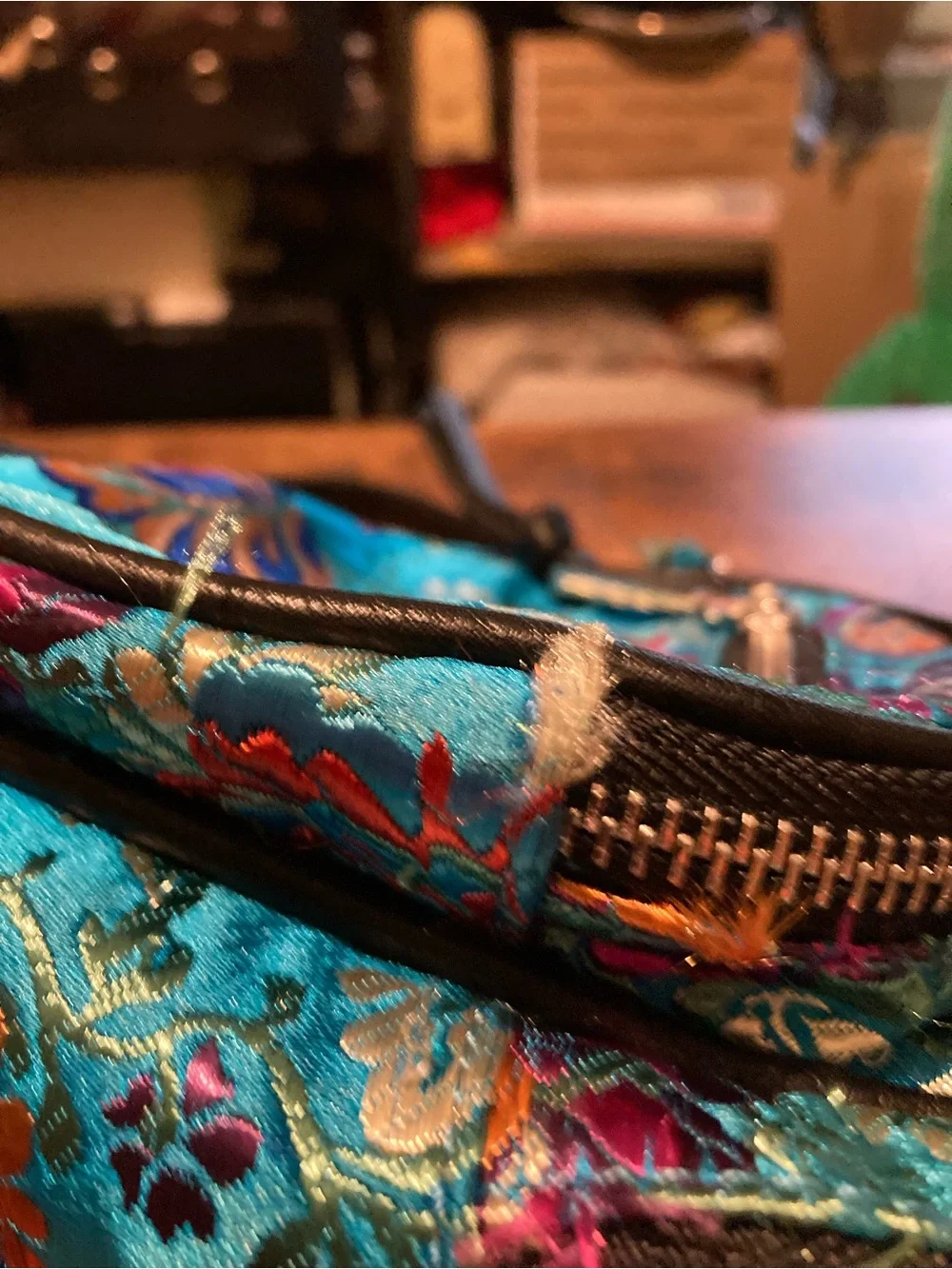 Blue Chinese style embroidered floral mini backpack